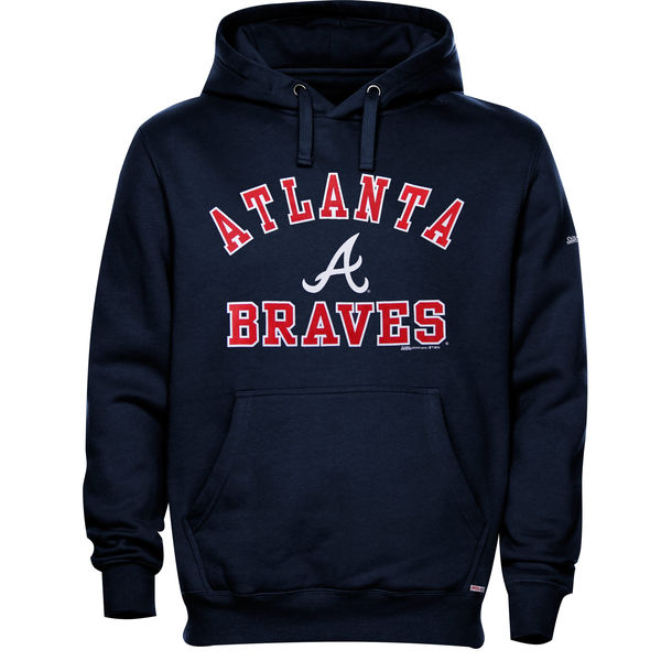 Men Atlanta Braves Stitches Fastball Fleece Pullover Hoodie Navy Blue